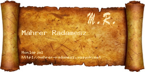 Mahrer Radamesz névjegykártya